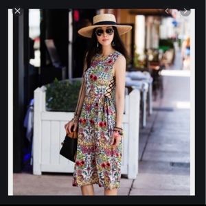 TOPSHOP Floral Side Lace Up Dress—